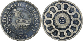 "1776" (late 19th or early 20th century) Continental Dollar. So-Called Dickeson Restrike. HK-854. Rarity-7. White Metal. MS-63 (PCGS).
38.4 mm. 326.6...