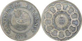 "1776" (late 19th or early 20th century) Continental Dollar. So-Called Dickeson Restrike. HK-854. Rarity-7. White Metal. MS-62 (PCGS).
38.5 mm. 355.0...