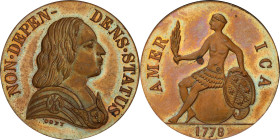 "1778" (1860s) Non Dependens Status Copper. Robinson Copy. Kenney-6, W-15250. Copper. MS-64 BN (PCGS).
The unique original Non Dependens Status coppe...