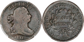1808 Draped Bust Half Cent. C-3. Rarity-1. VG Details--Environmental Damage (PCGS).
PCGS# 1107. NGC ID: 26Y2.

Estimate: $100