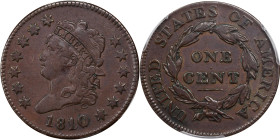 1810/09 Classic Head Cent. S-281, B-1. Rarity-1. VF Details--Cleaned (PCGS).
PCGS# 1552. NGC ID: 224T.

Estimate: $750