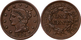 1851 Braided Hair Cent. AU-53 (PCGS).
PCGS# 1892. NGC ID: 226H.

Estimate: $125
