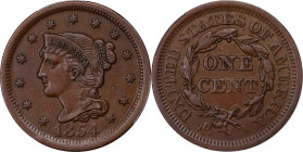 1854 Braided Hair Cent. AU-50 (PCGS).
PCGS# 1904. NGC ID: 226L.

Estimate: $100