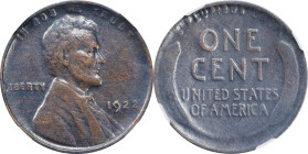 1922-D Lincoln Cent. FS-402. Weak D. VF Details--Cleaned (NGC).
PCGS# 3110. NGC ID: 22C8.

Estimate: $100