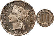 1885 Nickel Three-Cent Piece. Proof-65 Cameo (NGC).
PCGS# 83781. NGC ID: 2767.

Estimate: $495