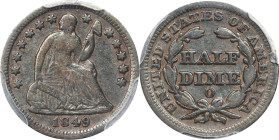 1849-O Liberty Seated Half Dime. VF-20 (PCGS).
PCGS# 4344. NGC ID: 233E.

Estimate: $275