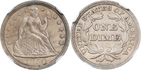 1850 Liberty Seated Dime. Unc Details--Cleaned (NGC).
PCGS# 4593. NGC ID: 238J.

Estimate: $100