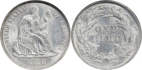 1886 Liberty Seated Dime. MS-64 (NGC).
PCGS# 4696. NGC ID: 23B3.

Estimate: $337.5