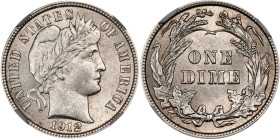1912 Barber Dime. MS-62 (NGC).
PCGS# 4860. NGC ID: 23FM.

Estimate: $135