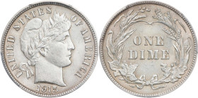 1915 Barber Dime. MS-62 (PCGS).
PCGS# 4868. NGC ID: 23FW.

Estimate: $125