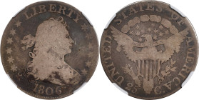 1806 Draped Bust Quarter. B-9. Rarity-1. Good-4 (NGC).
PCGS# 5314. NGC ID: 23RD.

Estimate: $400