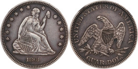 1861 Liberty Seated Quarter. AU Details--Cleaned (NGC).
PCGS# 5454. NGC ID: 23TT.

Estimate: $100