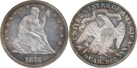 1878 Liberty Seated Quarter. Proof-64 (PCGS).
PCGS# 5579. NGC ID: 23XA.

Estimate: $1000