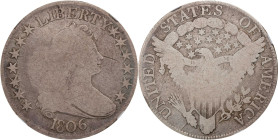 1806 Draped Bust Half Dollar. O-120, T-28. Rarity-3. Pointed 6, Stem Through Claw. Good Details--Scratches (NGC).
PCGS# 6071. NGC ID: 24EJ.

Estima...