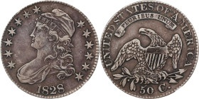 1828 Capped Bust Half Dollar. O-108. Rarity-2. Square Base 2, Large 8s. EF Details--Environmental Damage (NGC).
Die State 108.1.
PCGS# 6150. NGC ID:...