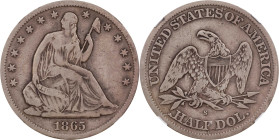 1865-S Liberty Seated Half Dollar. WB-7. Rarity-2. Small S. Fine-15 (NGC).
PCGS# 6314. NGC ID: 24JG.

Estimate: $202.5