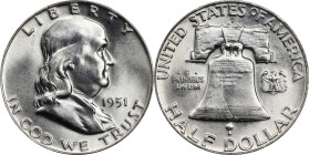 1951-D Franklin Half Dollar. MS-65+ FBL (PCGS).
PCGS# 86659. NGC ID: 24SZ.

Estimate: $175
