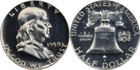 1959 Franklin Half Dollar. Proof-67 (NGC).
PCGS# 6700. NGC ID: 27VJ.

Estimate: $112.5