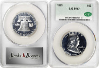 Lot of (11) Proof Franklin Half Dollars. (CACG).
Included are: 1954 Proof-65; 1956 Type II Reverse, Proof-67; 1956 Type II Reverse, Proof-63; 1957 Pr...