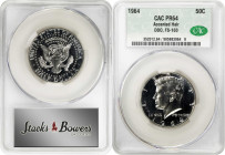Lot of (6) Proof 1964 Kennedy Half Dollars. Accented Hair. (CACG).
Included are: Accented Hair, FS-103, Doubled Die Obverse: Proof-65; (3) Proof-64; ...