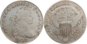 1802 Draped Bust Silver Dollar. BB-241, B-6. Rarity-1. Narrow Date. Fine Details--Surfaces Smoothed (PCGS).
PCGS# 40087. NGC ID: 24XB.

Estimate: $...