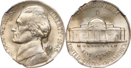 1945-D Jefferson Nickel. Struck on Defective Planchet. MS-66 (NGC).
4.3 grams.
PCGS# 4026. NGC ID: 22TY.

Estimate: $300