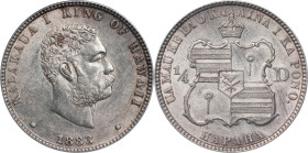 1883 Hawaii Quarter Dollar. Medcalf-Russell 2CS-3. Genuine (NGC).
PCGS# 10987. NGC ID: 2C58.

Estimate: $150