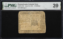 PA-123. Pennsylvania. June 18, 1764. 5 Shillings. PMG Very Fine 20.
No. 33016. Plate C. Well-circulated with two faint penned signatures. PMG comment...