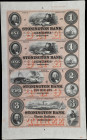 Uncut Sheet of (4) Stonington, Connecticut. Stonington Bank. 18xx $1-$1-$2-$3. About Uncirculated.
No. None. Plate A-B. A full and intact sheet of Re...
