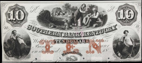 Russellville, Kentucky. Southern Bank of Kentucky. 18xx $10. Choice Uncirculated. Proof.
Plate H. Imprint of Bald, Cousland & Company (Philadelphia)....