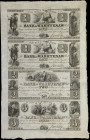 Uncut Sheet of (4) Ann Arbor, Michigan. Bank of Washtenaw. 1836 $1-$1-$2-$3. About Uncirculated.
Hailing from one of the many banks which sprang up d...