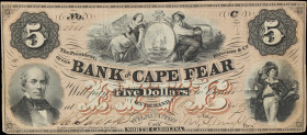 Wilmington, North Carolina. Bank of Cape Fear. 1859 $5. Very Fine.
No. 1060. Plate C. An evenly circulated and well-made Obsolete from North Carolina...