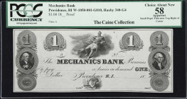 Providence, Rhode Island. Mechanics Bank. 18xx $1. PCGS Currency Choice About New 58 Apparent. Small Paper Thin near Top Right of Center.
Plate A. A....