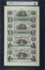 Uncut Sheet of (4) Columbia, South Carolina. State of South Carolina. 1872 $5-$5-$10-$10. PMG Gem Uncirculated 65 EPQ.
No. 3142. Plate A-B. A sheet o...