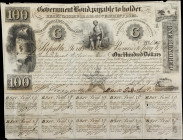 Austin, Texas. Republic of Texas. Government Bond. 1841 $100. Fine to Very Fine.
No. 1304. Intact and fully margined with (10) full albeit cancelled ...