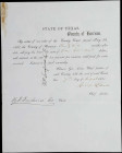 Texas. County of Harrison. County Warrant. 1861 $100. Very Fine.
Hailing from the likes of Harrison County in East Texas. This entitled the bearer to...