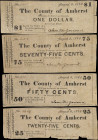 Lot of (4) County of Amherst, Virginia. Order of Court & Authority of Law. 1862 25 Cents, 50 Cents, 75 Cents & $1. Very Good to Fine.
A quartet of Ob...