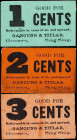 Lot of (3) Sing Sing, NY Chits. Ganoung & Titlar, Grocers. ND 1, 2 & 3 Cents. Extremely Fine.
A trio of merchant chits from the Hudson Valley that sp...