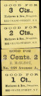 Lot of (4) New York Chits. Mathews & Bro. & R. McElroy. ND 1, 2 & 3 Cents. Fine to About Uncirculated.
A quartet of merchants chits from New York. Ea...