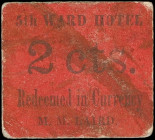 New York Chit. 5th Ward Hotel. ND 2 Cents. About Uncirculated.
Attributable to M.M. Laird and the Fifth Ward Hotel, this piece was issued amidst the ...