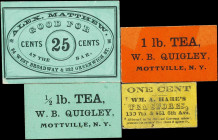 Lot of (4) New York Chits. Various Locations. ND Mixed Denominations. Very Fine to About Uncirculated.
A quartet of merchant chits from New York (cit...
