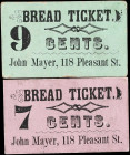 Lot of (2) Mixed Chits. John Mayer. ND 7 & 9 Cents. Choice Uncirculated.
A pair of odd-denomination chits attributable to John Mayer who operated a b...