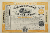 Lot of (4) Iowa, Tennessee & Virginia Railroad Bonds & Virginia Democratic Ticket. 18xx-87 $100. Very Fine to Choice Uncirculated.
A mixed assortment...