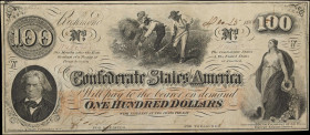 T-41. Confederate Currency. 1862 $100. Very Fine. Trans-Mississippi Issue.
No. 114502. Plate W. An evenly circulated example of this popular denomina...