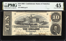Lot of (2) T-59 & T-61. Confederate Currency. 1863 $1 & $2. PMG Very Fine 30 to Choice Extremely Fine 45.
A pair of attractive and even/lightly circu...