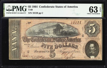 Lot of (2) T-69 & T-71. Confederate Currency. 1864 $1 & $5. PMG About Uncirculated 50 Net to Choice Uncirculated 63 EPQ.
A pair of small-denomination...