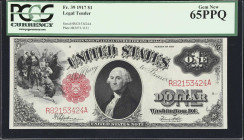Fr. 39. 1917 $1 Legal Tender Note. PCGS Currency Gem New 65 PPQ.
A note which appears as it did the day it was delivered to its destination bank in t...