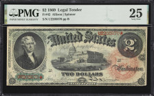 Fr. 42. 1869 $2 Legal Tender Note. PMG Very Fine 25.
A mid-grade example of a popular issue from the Series of 1869. This note offers much in the way...
