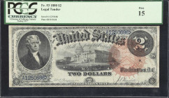 Fr. 53. 1880 $2 Legal Tender Note. PCGS Currency Fine 15.
Track & Price records a measly total of 57 pieces for this often overlooked Friedberg Numbe...