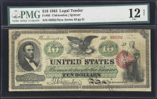 Fr. 95. 1863 $10 Legal Tender Note. PMG Fine 12 Net. Restoration.
Seldom encountered compared to the bulk of $1s, $2s, and $5s contemporary to the Am...